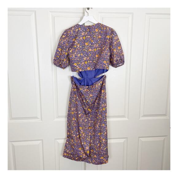 J. Crew Midnight Floral Cut Out Cotton Poplin S/S Midi Dress NWOT - Picture 6 of 13